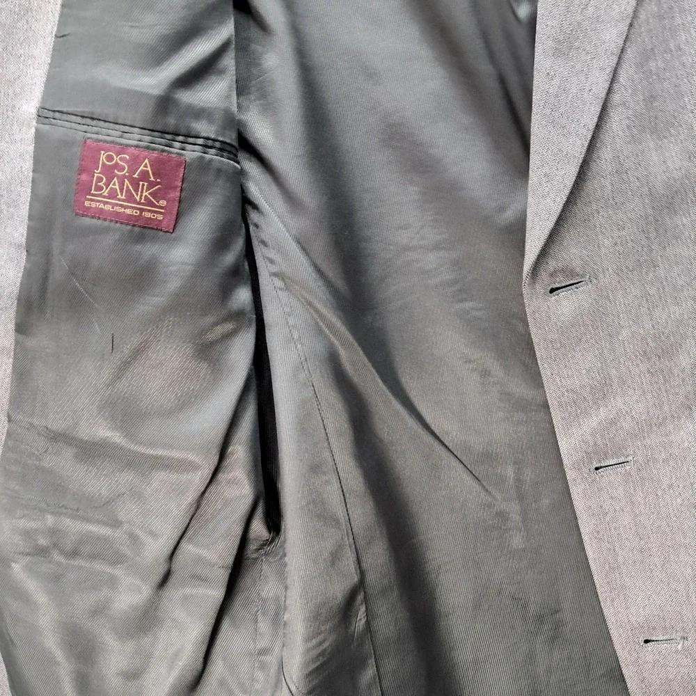 Jos.‎ A. Bank Mens Grey 100% Pure Wool 3-Button Blazer Sport Coat Jacket 42R